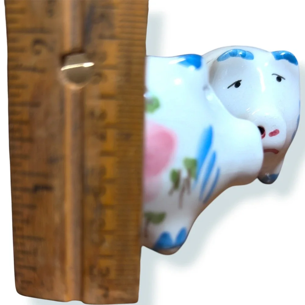 Vintage Style Micro Ceramic Piggy Salt and Pepper Shakers Pink Floral Set